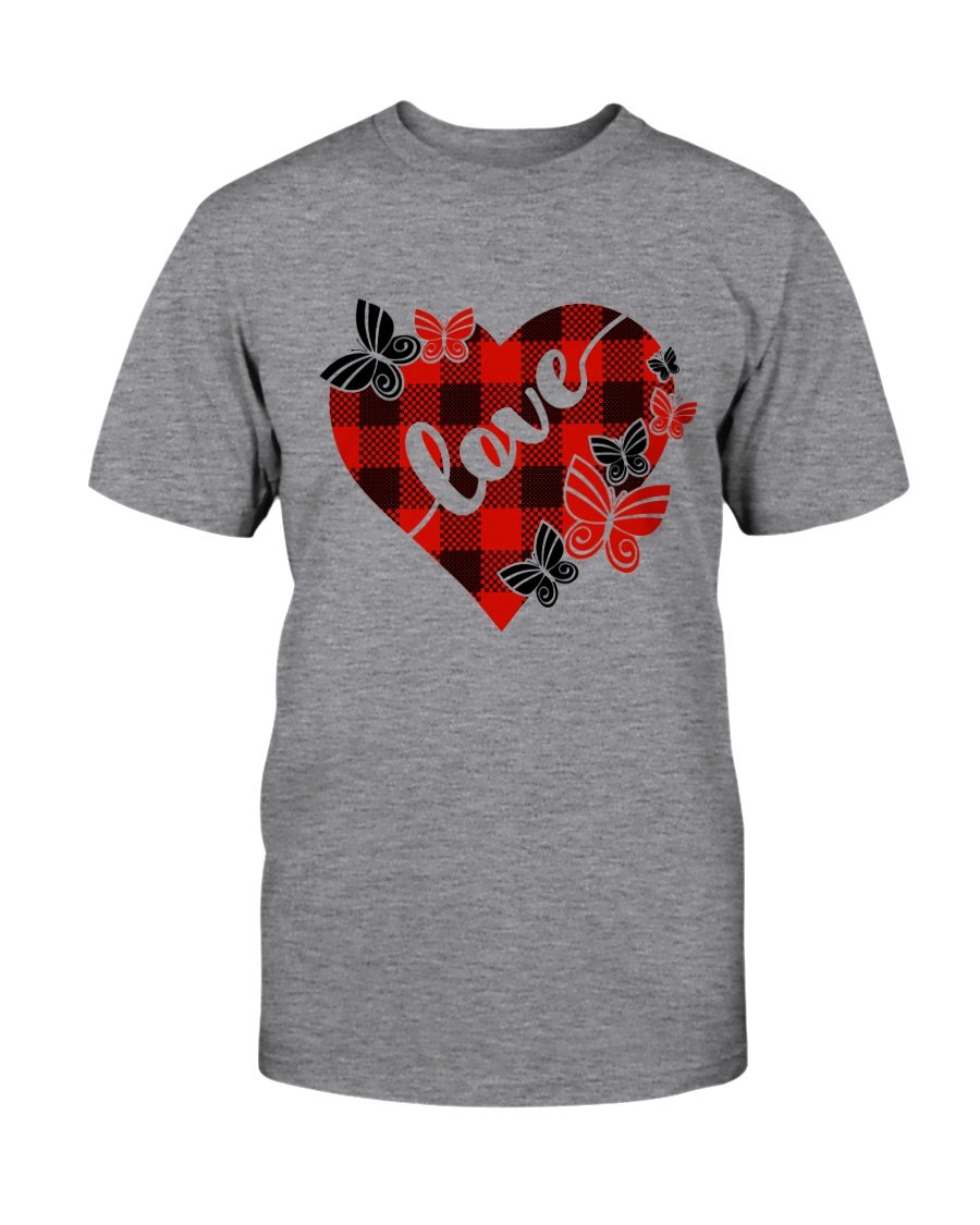 A unisex Love Shirt made from soft ring spun cotton, available in various colors and sizes, featuring a crew neck and short sleeves.