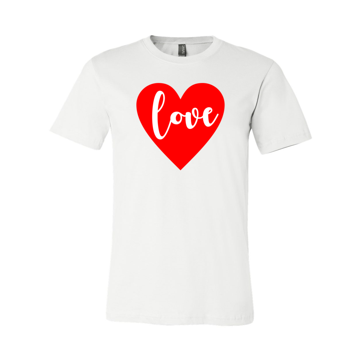 A stylish unisex Love Shirt made from soft ring spun cotton, available in various colors and sizes, featuring a classic crew neck and short sleeves.