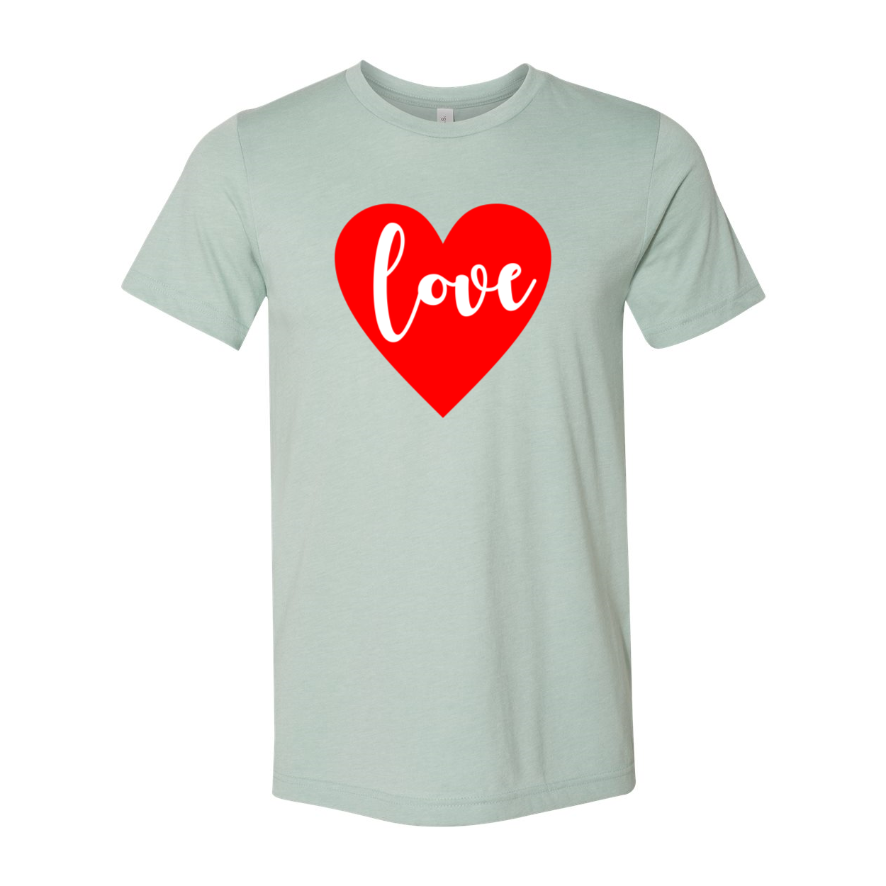 A stylish unisex Love Shirt made from soft ring spun cotton, available in various colors and sizes, featuring a classic crew neck and short sleeves.