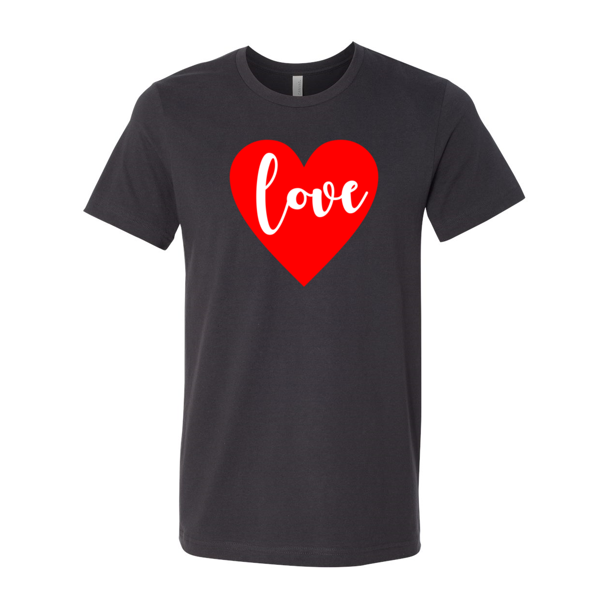 A stylish unisex Love Shirt made from soft ring spun cotton, available in various colors and sizes, featuring a classic crew neck and short sleeves.