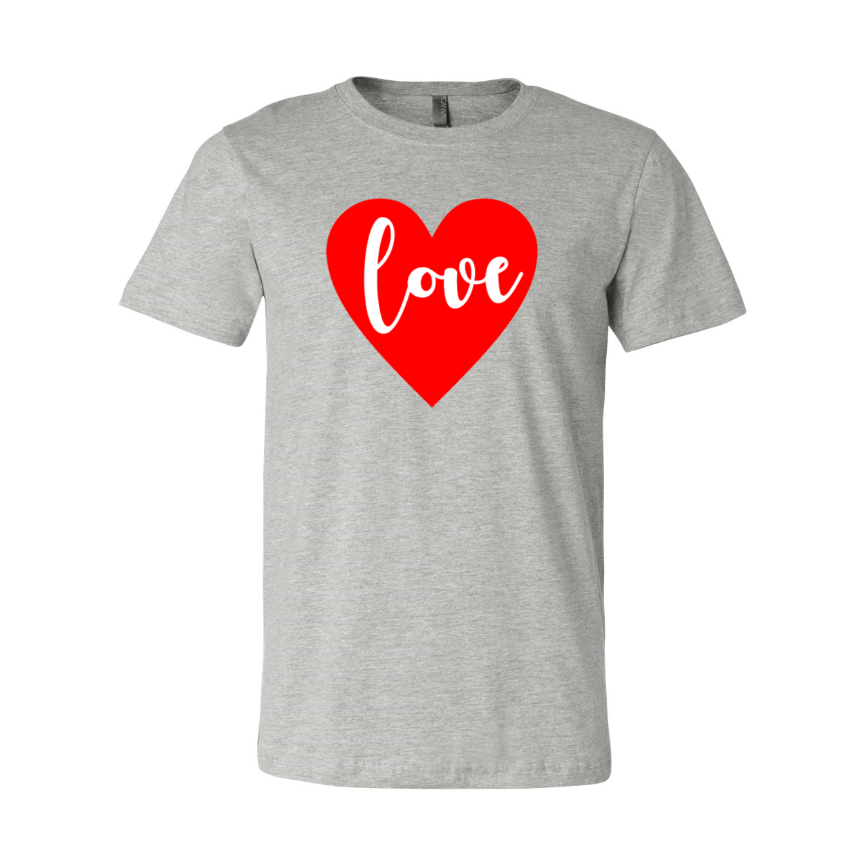 A stylish unisex Love Shirt made from soft ring spun cotton, available in various colors and sizes, featuring a classic crew neck and short sleeves.