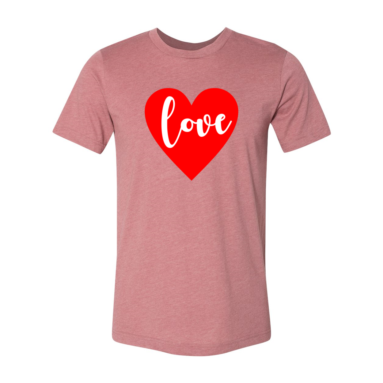 A stylish unisex Love Shirt made from soft ring spun cotton, available in various colors and sizes, featuring a classic crew neck and short sleeves.