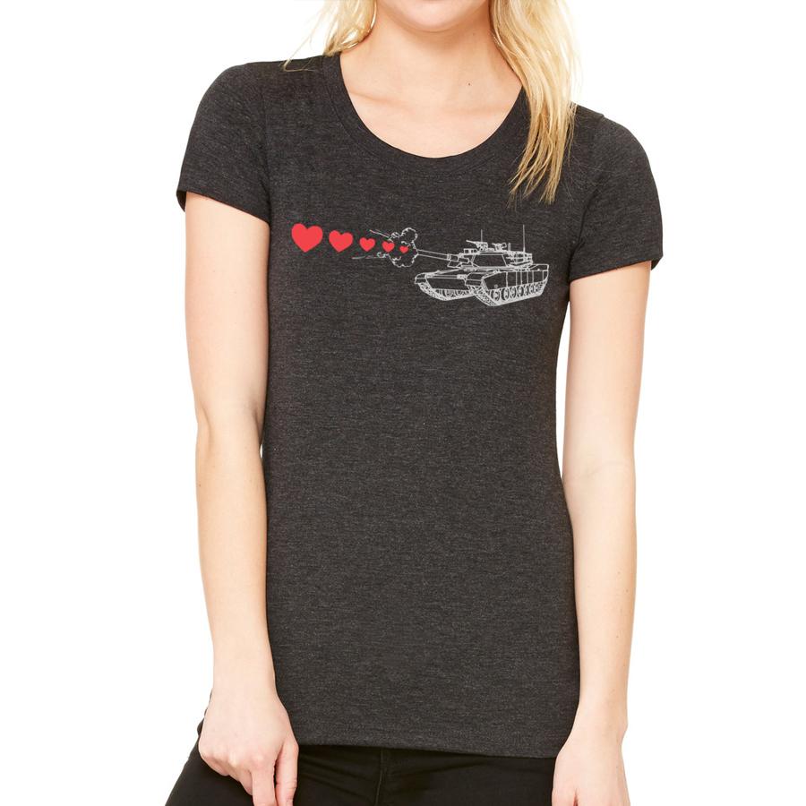 A stylish Love Tank tee featuring a heart design, promoting love and positivity, made from soft fabric.