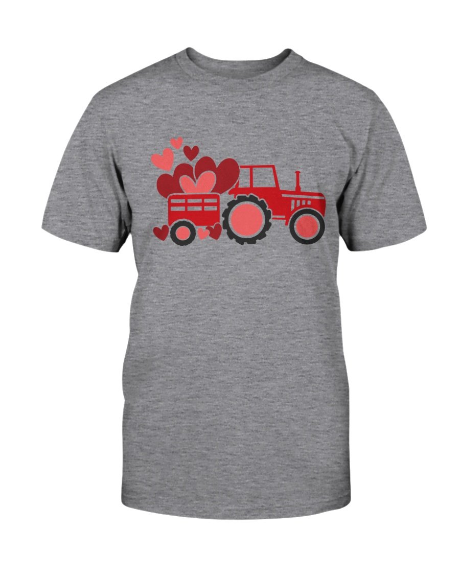 A stylish unisex Love Tractor Shirt made from soft ring spun cotton, available in various colors and sizes.