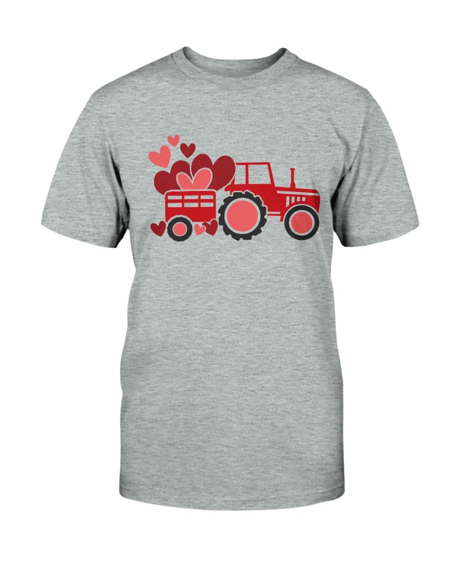 A stylish unisex Love Tractor Shirt made from soft ring spun cotton, available in various colors and sizes.