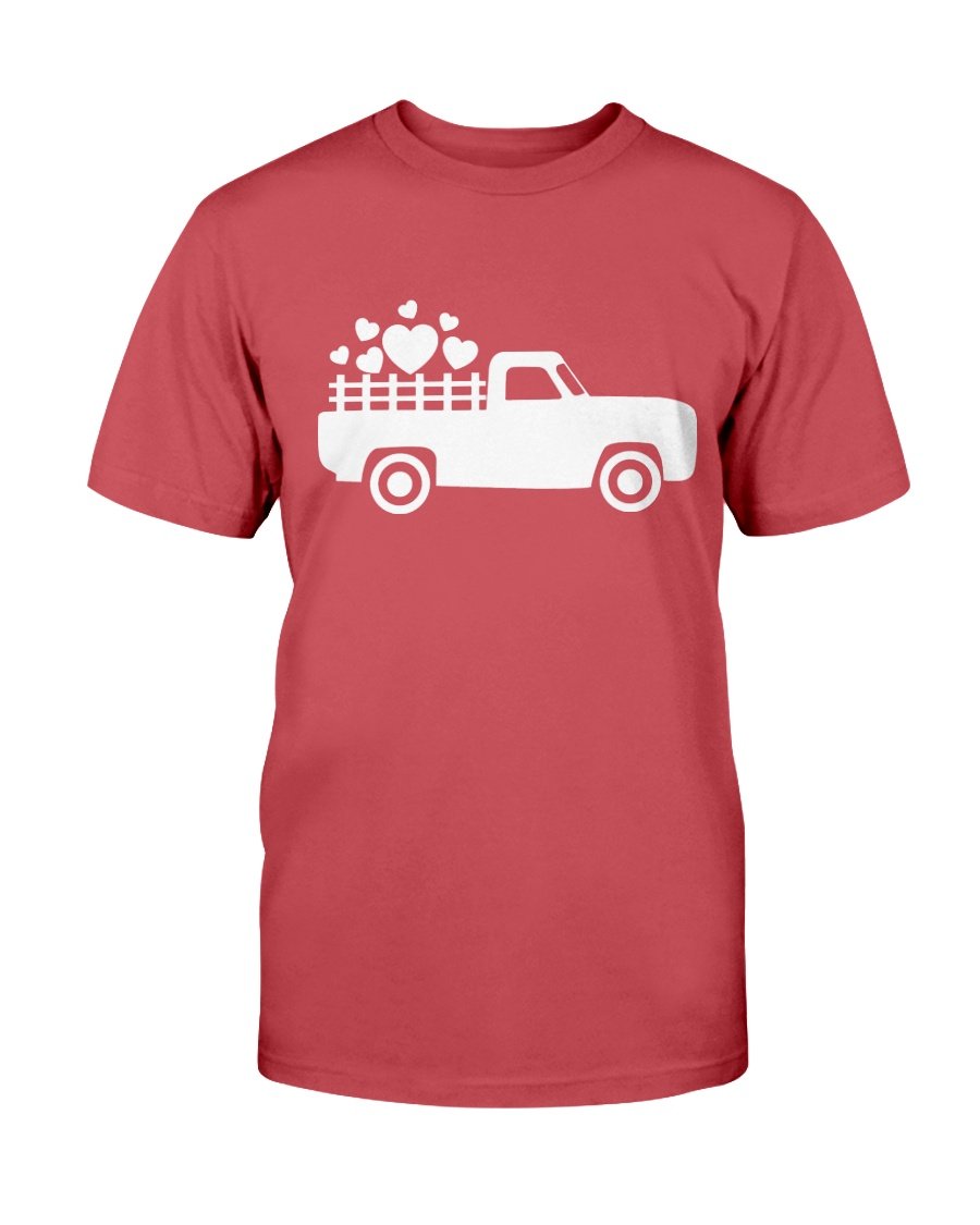 A stylish unisex Love Truck Shirt made from soft ring spun cotton, available in various colors and sizes.