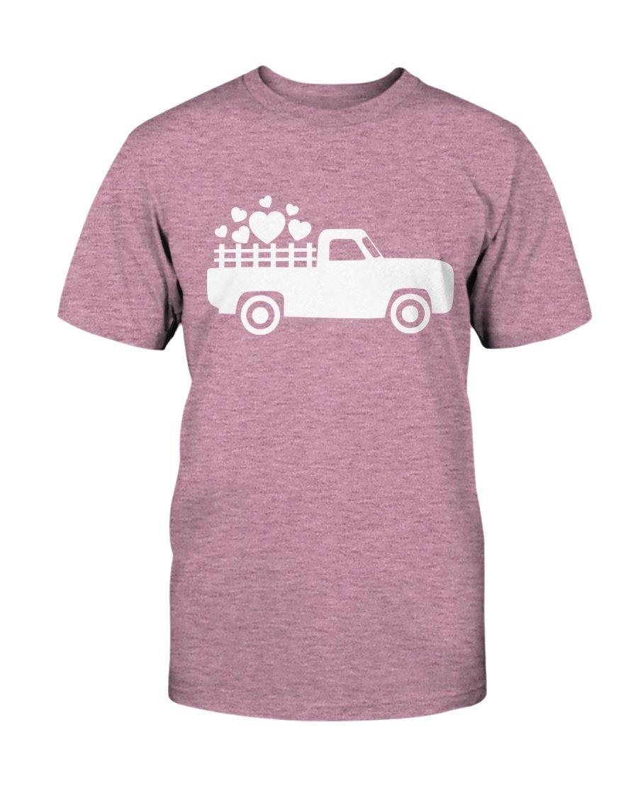 A stylish unisex Love Truck Shirt made from soft ring spun cotton, available in various colors and sizes.