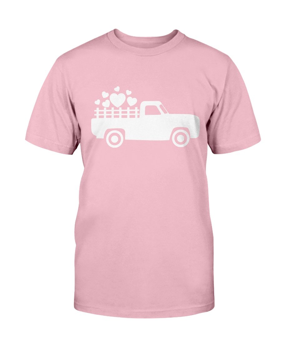 A stylish unisex Love Truck Shirt made from soft ring spun cotton, available in various colors and sizes.