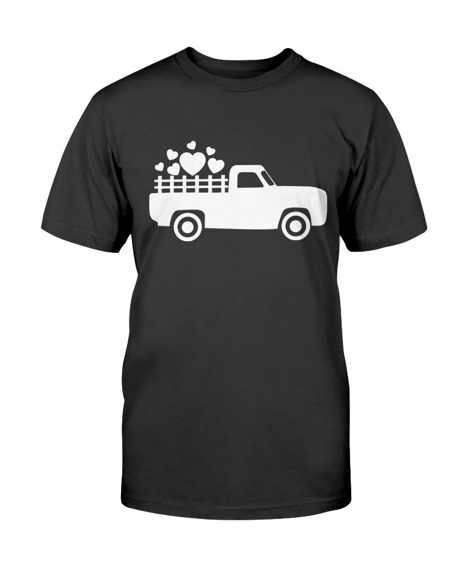 A stylish unisex Love Truck Shirt made from soft ring spun cotton, available in various colors and sizes.