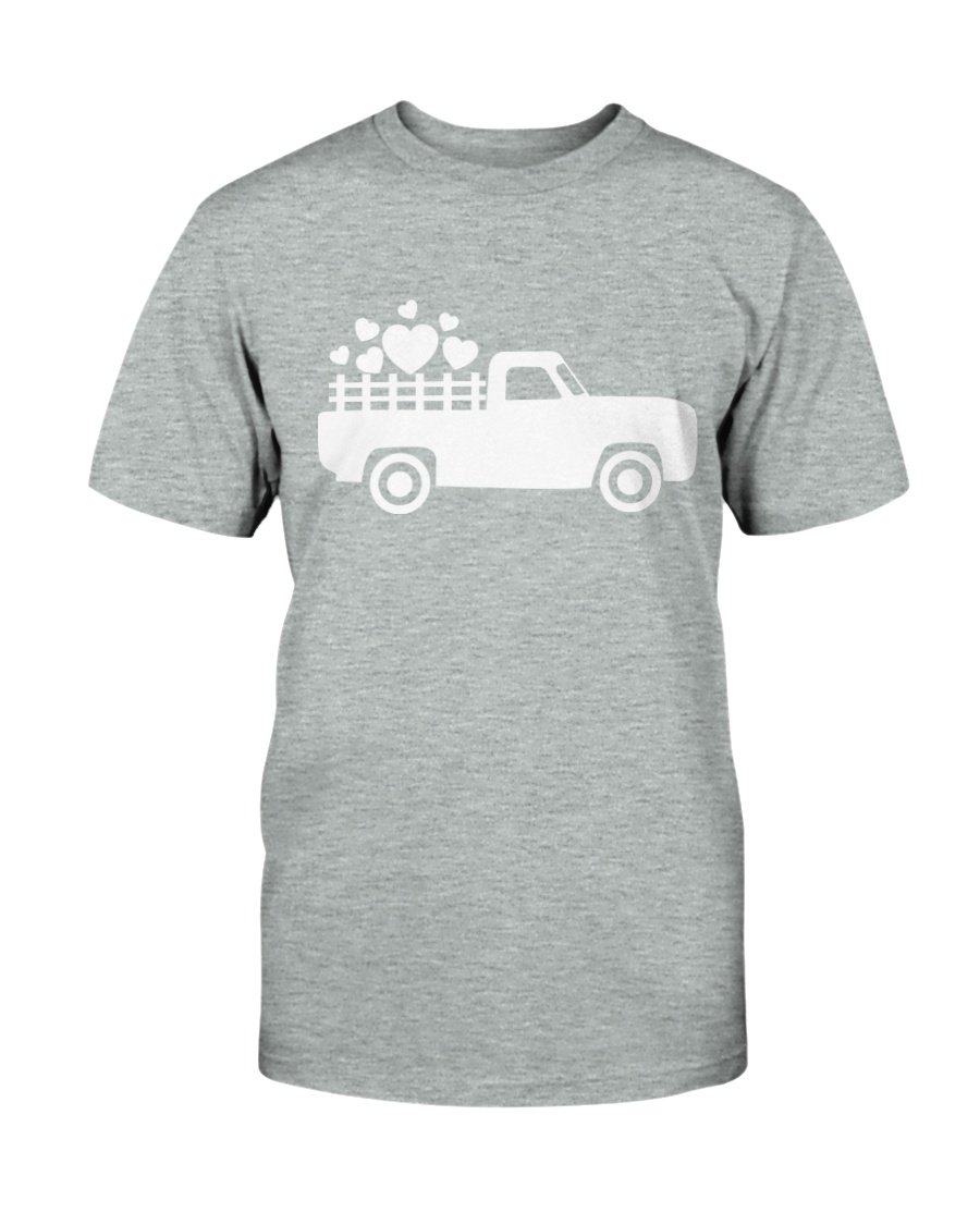 A stylish unisex Love Truck Shirt made from soft ring spun cotton, available in various colors and sizes.