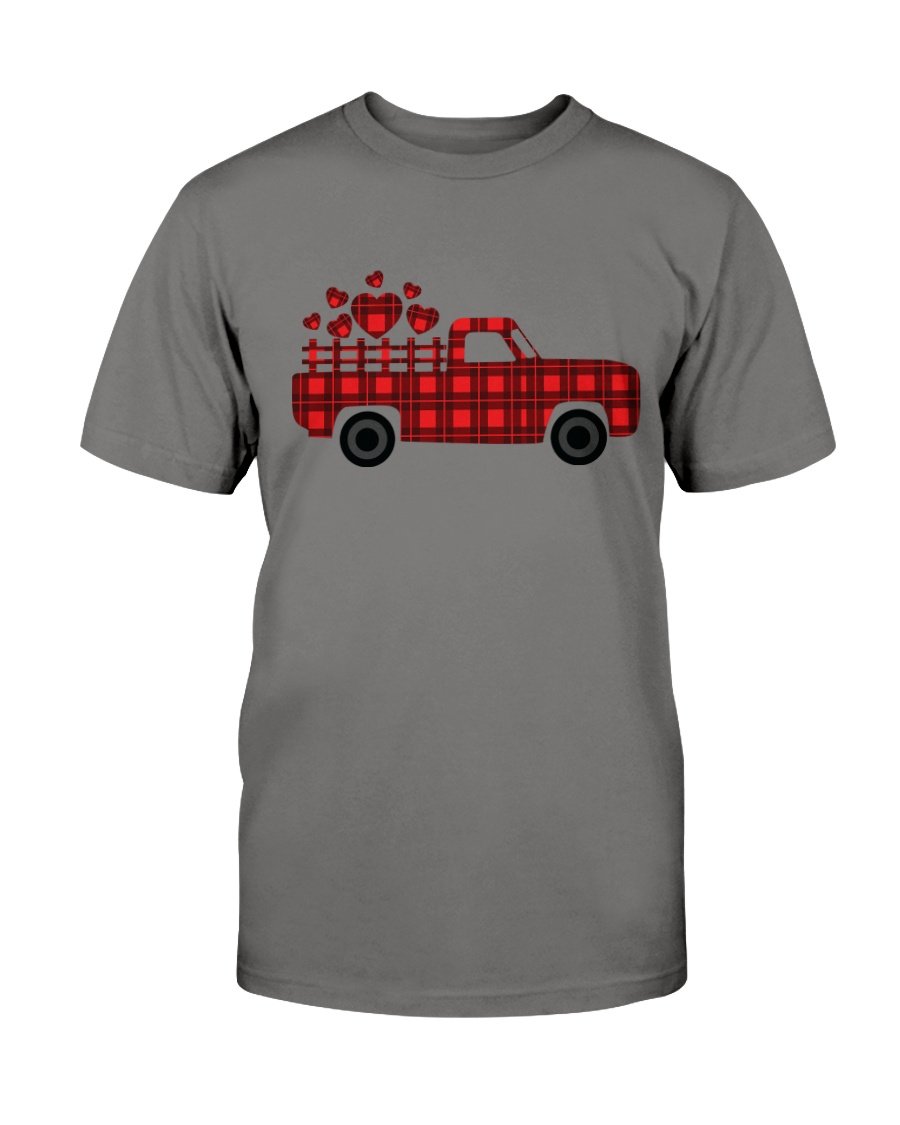 A unisex Love Truck Shirt made from soft ring spun cotton, available in various colors and sizes, featuring a classic crew neck design.