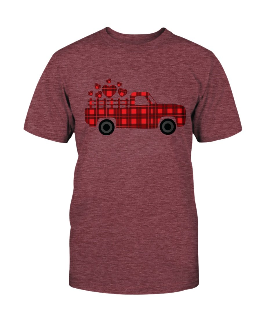 A unisex Love Truck Shirt made from soft ring spun cotton, available in various colors and sizes, featuring a classic crew neck design.