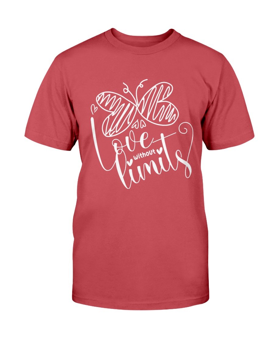 A unisex Love With Out Limits Shirt in various colors, showcasing its soft fabric and stylish design.