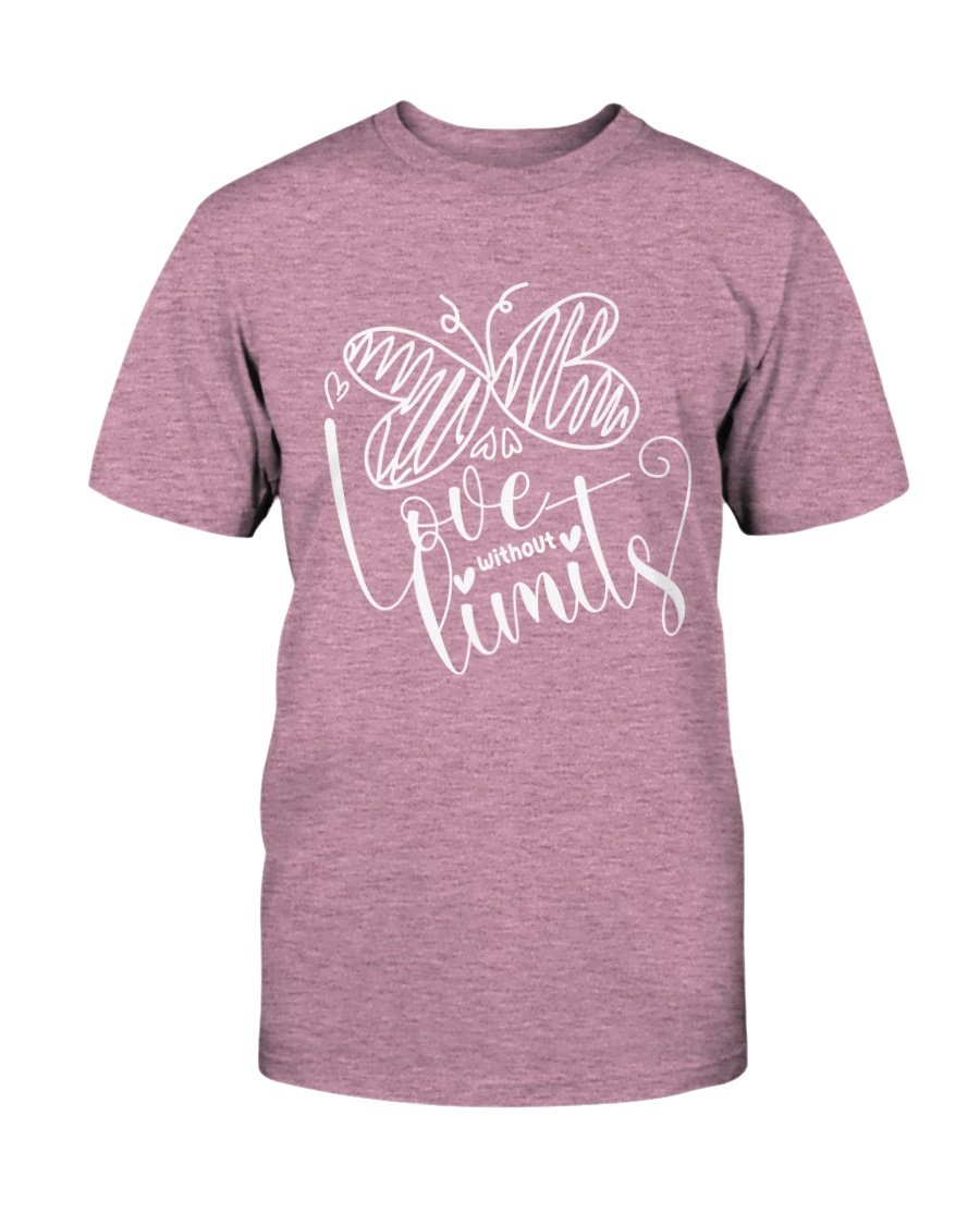 A unisex Love With Out Limits Shirt in various colors, showcasing its soft fabric and stylish design.