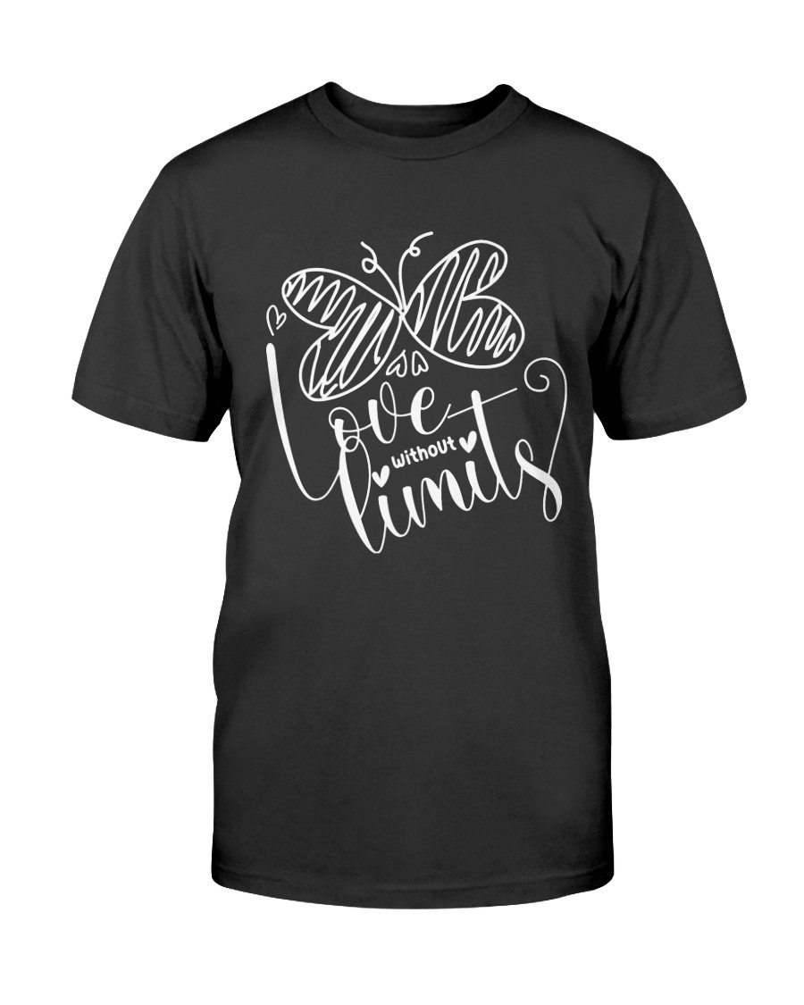 A unisex Love With Out Limits Shirt in various colors, showcasing its soft fabric and stylish design.