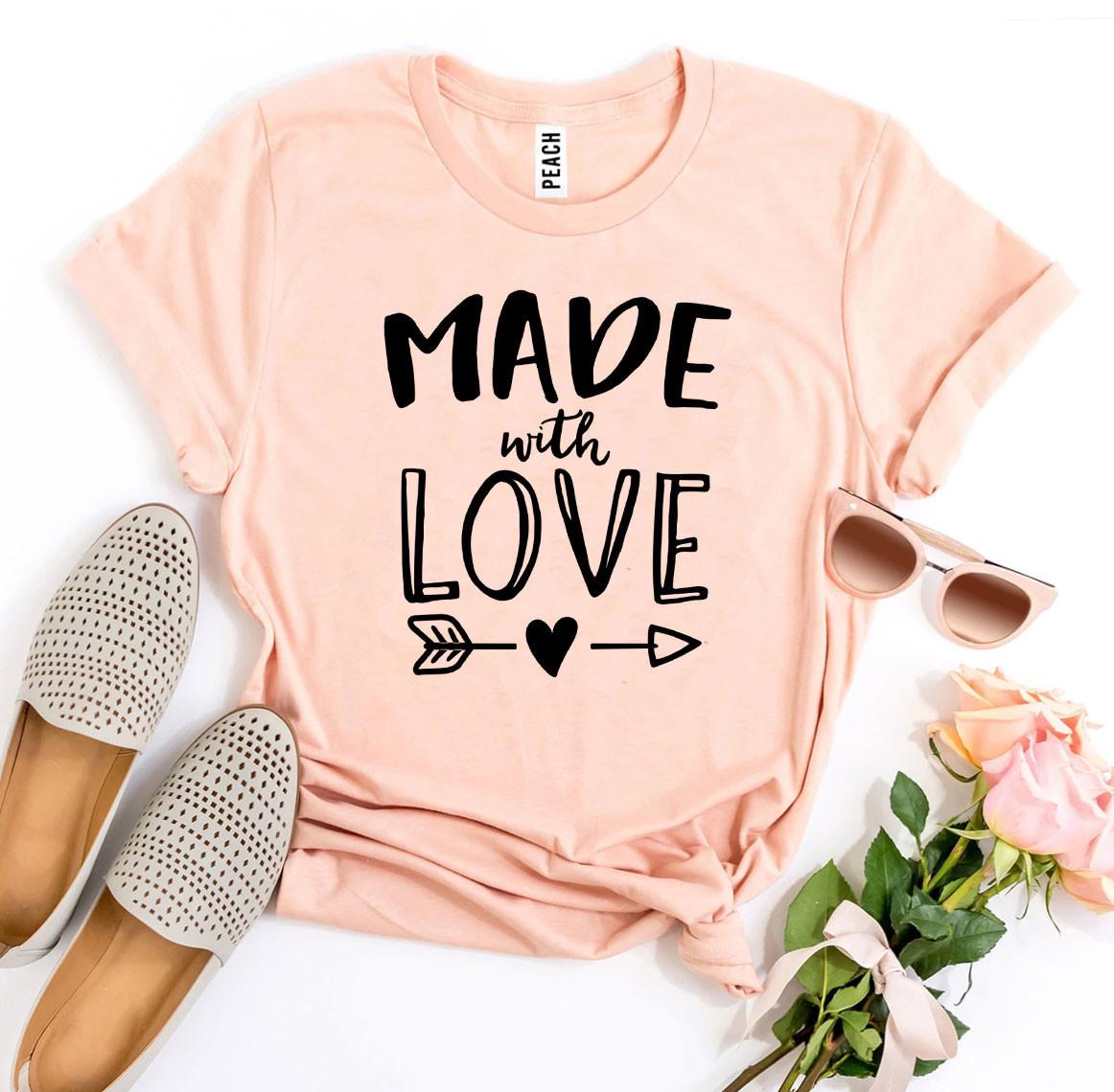 A stylish Made With Love T-shirt made from premium ring spun cotton, featuring a soft flex print design.