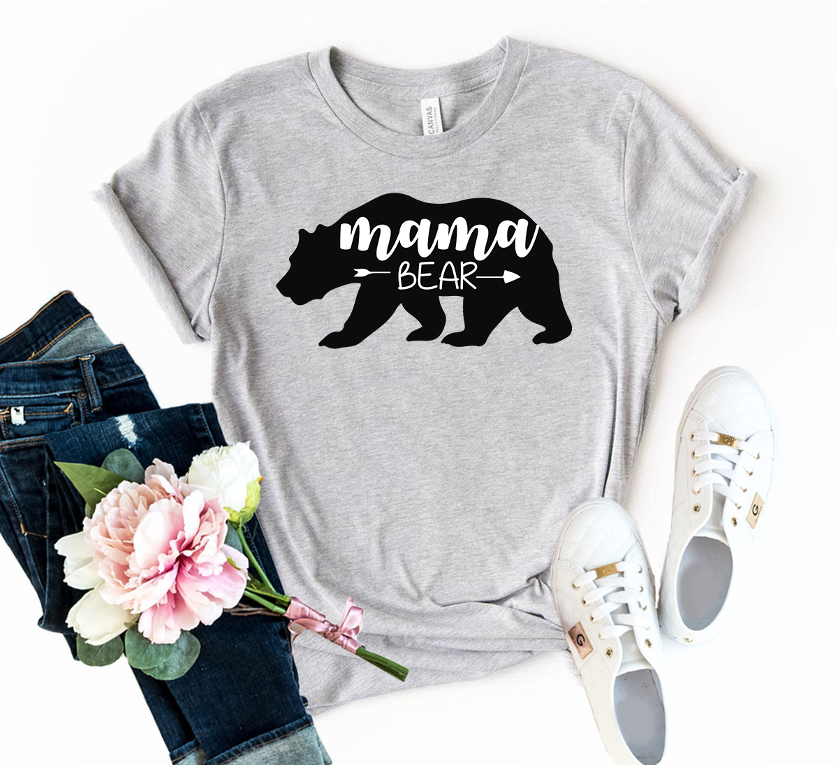 Mama Bear T-shirt in various colors, showcasing its soft fabric and stylish design.