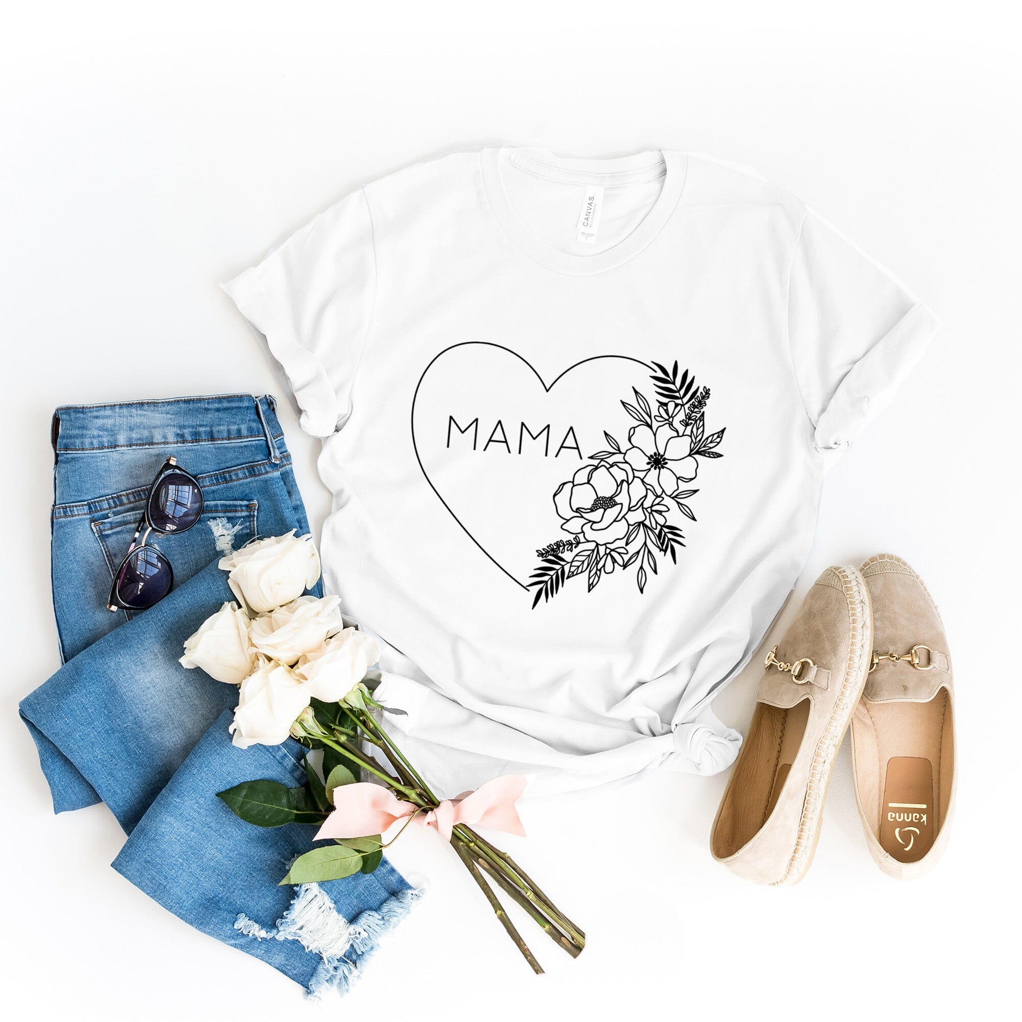 Mama Heart Tee in solid color, showcasing its comfortable fabric and stylish design, perfect for casual wear.