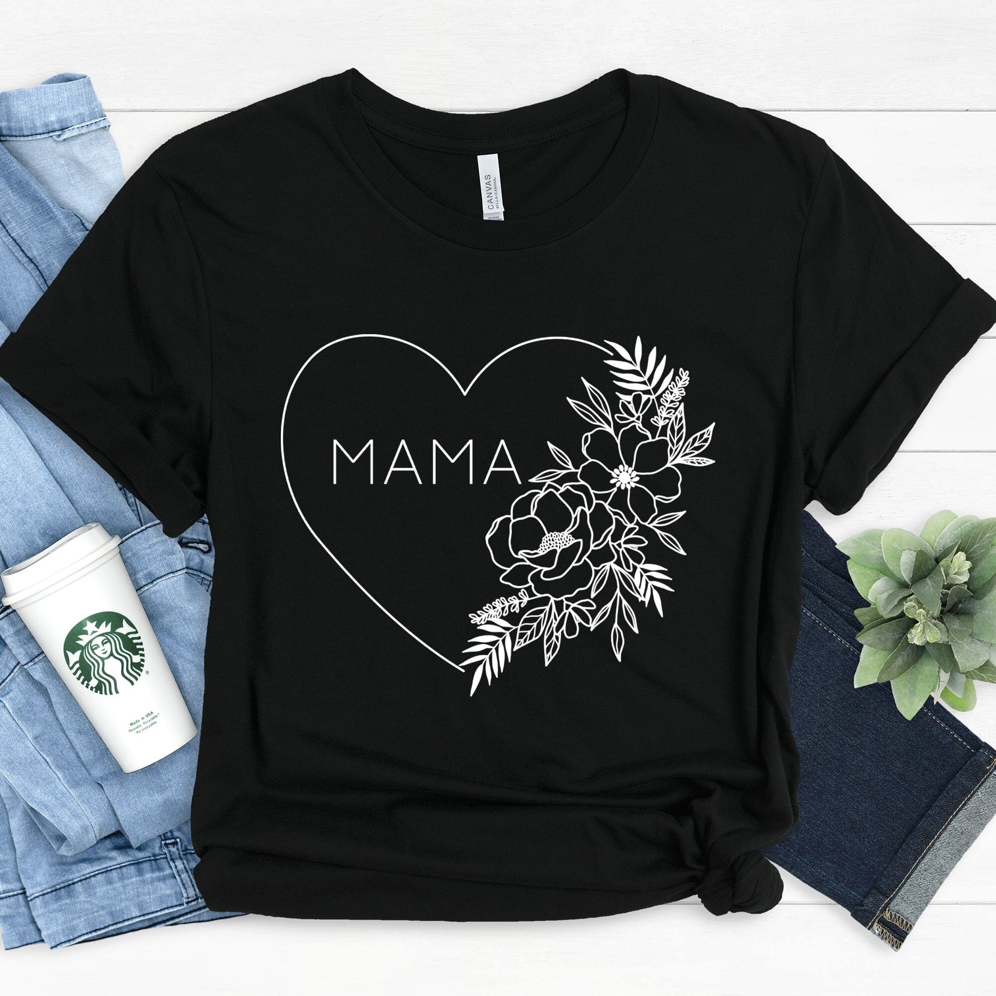 Mama Heart Tee in solid color, showcasing its comfortable fabric and stylish design, perfect for casual wear.