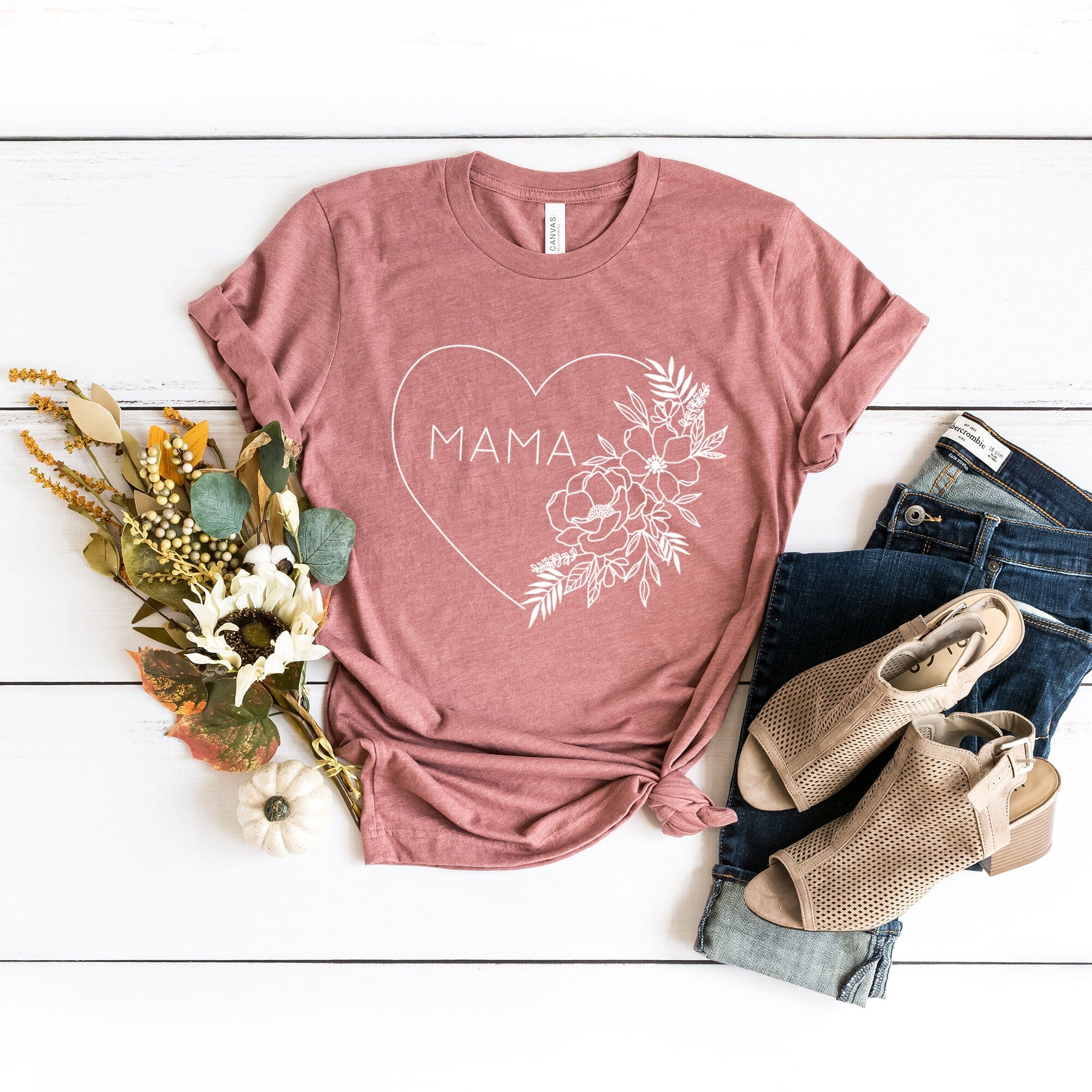 Mama Heart Tee in solid color, showcasing its comfortable fabric and stylish design, perfect for casual wear.