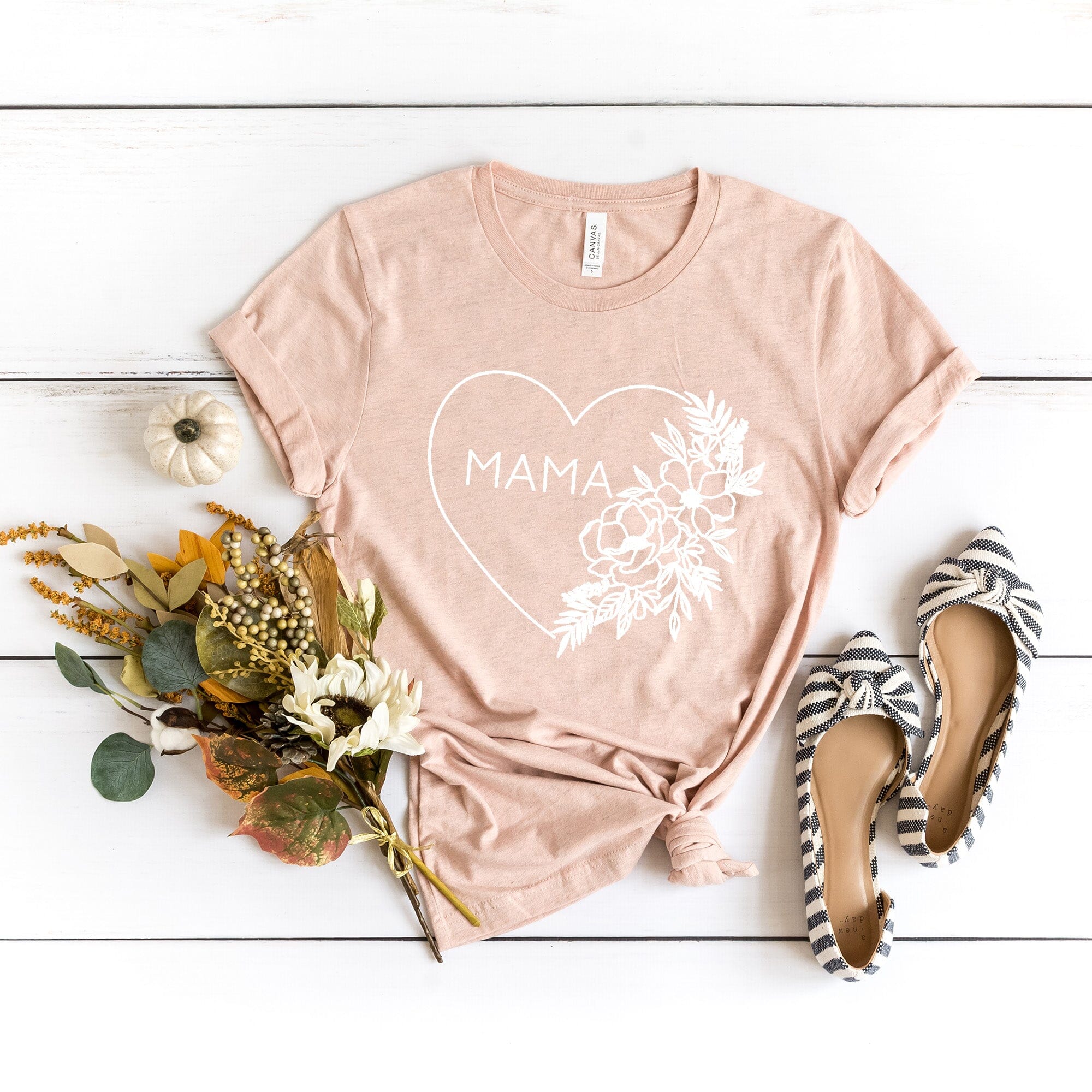 Mama Heart Tee in solid color, showcasing its comfortable fabric and stylish design, perfect for casual wear.