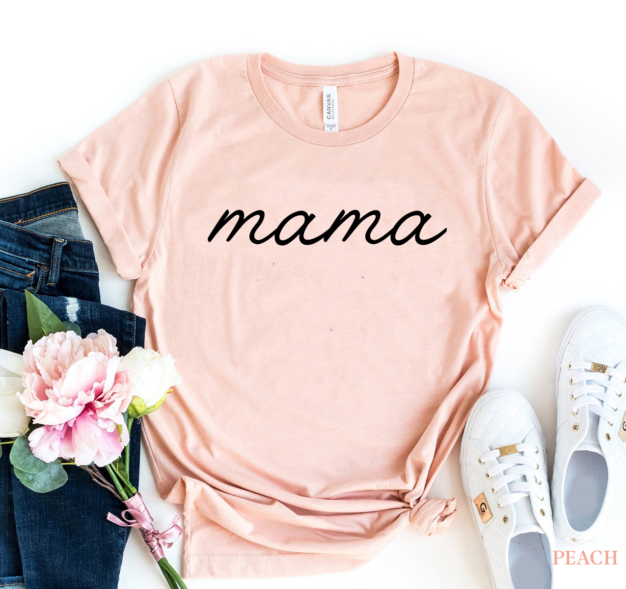 Mama T-shirt made of premium ring spun cotton with a soft feel and stylish design, available in various sizes.