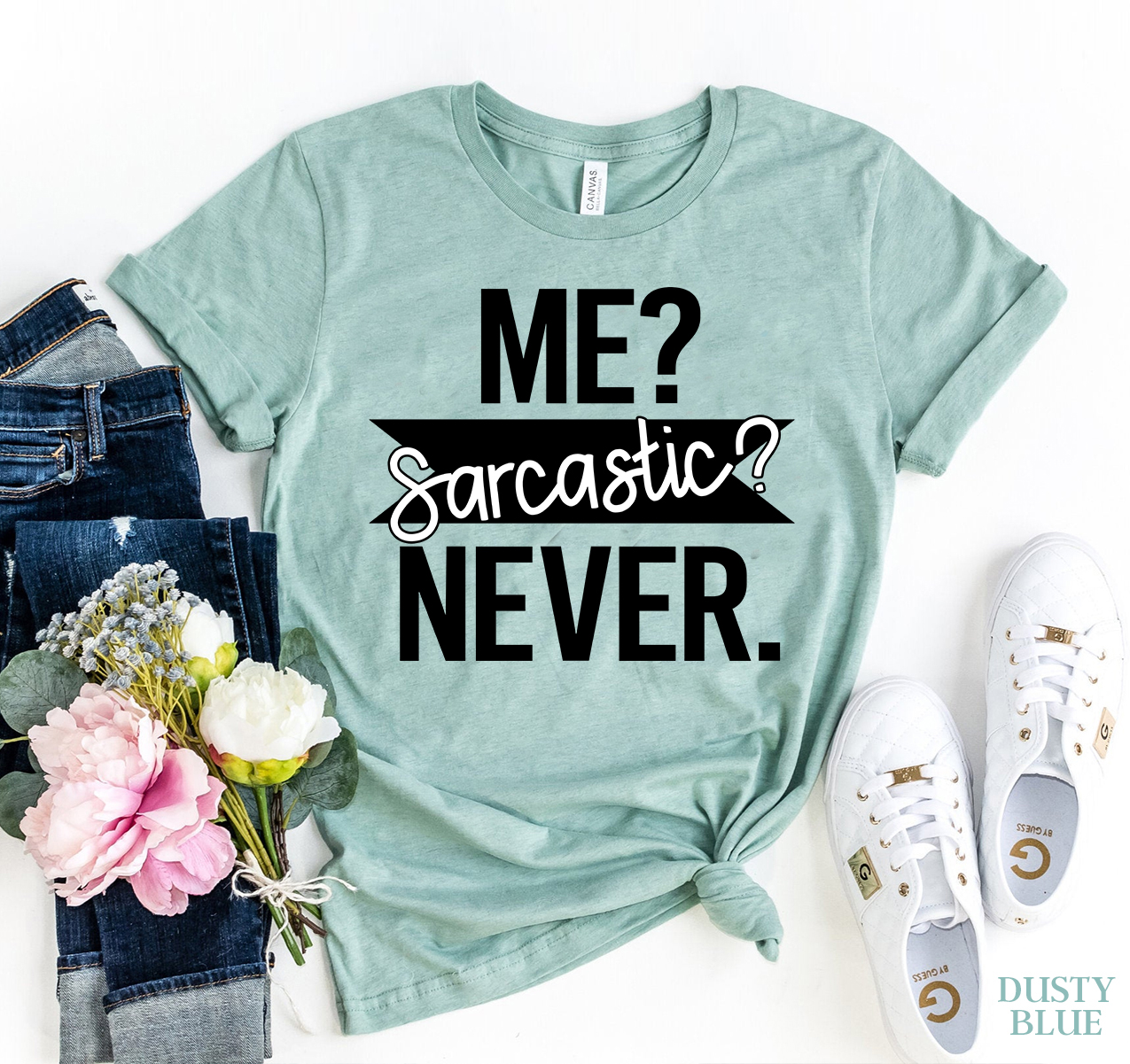 Me Sarcastic Never T-shirt made of premium ring spun cotton, featuring a humorous design in a comfortable retail fit.