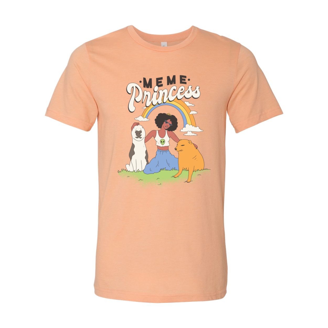 Meme Princess T-shirt displayed on a mannequin, showcasing its unisex design and soft fabric.