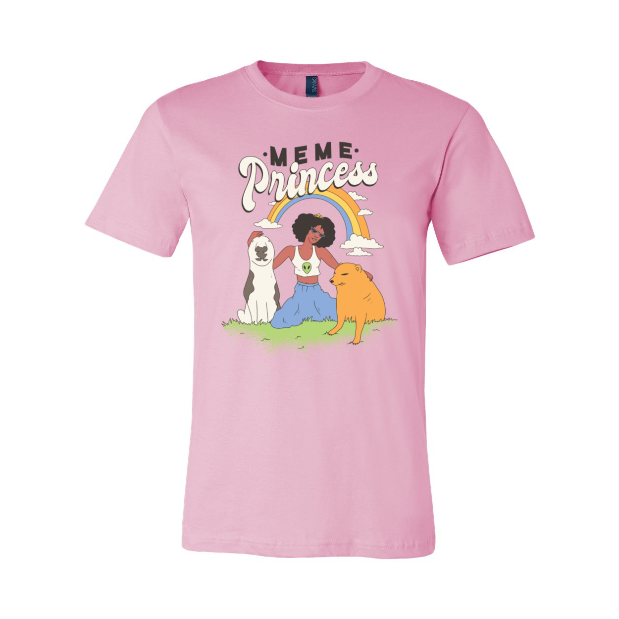 Meme Princess T-shirt displayed on a mannequin, showcasing its unisex design and soft fabric.