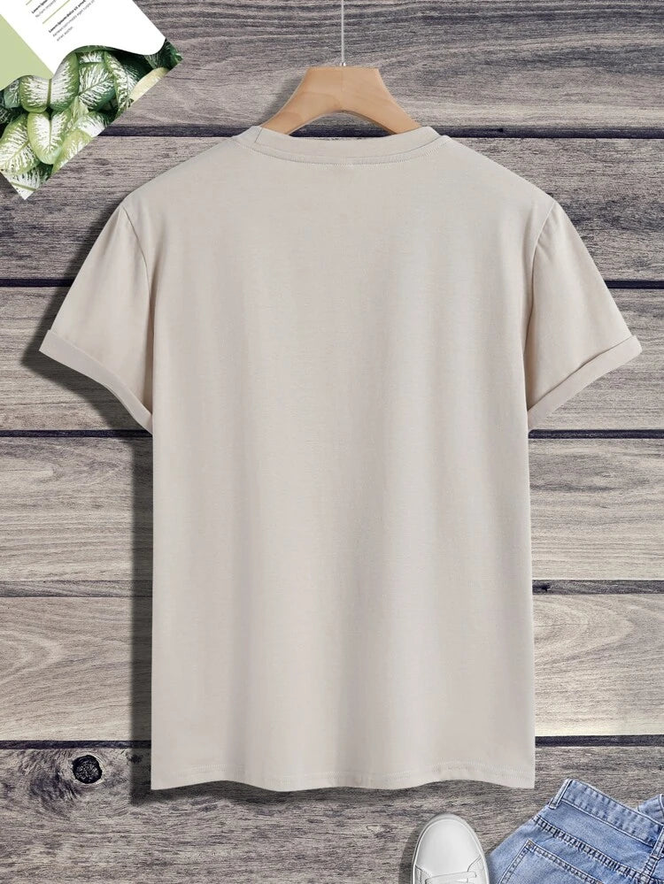 Men's Premium Cotton Printed T-Shirt in cream color, showcasing a stylish print and comfortable fit.