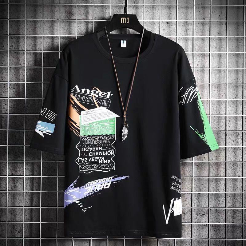 Men's Premium Cotton Printed T-Shirt in Black, featuring a stylish print and comfortable fit.