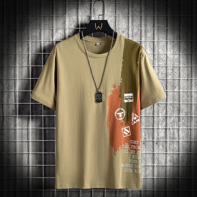 Men's Premium Cotton Printed T-Shirt in cream color, showcasing a stylish print and soft fabric.