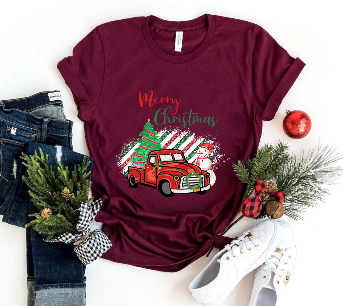 A Merry Christmas and Vintage Shirt featuring a festive design, crafted from soft ring spun cotton, available in multiple colors and sizes.