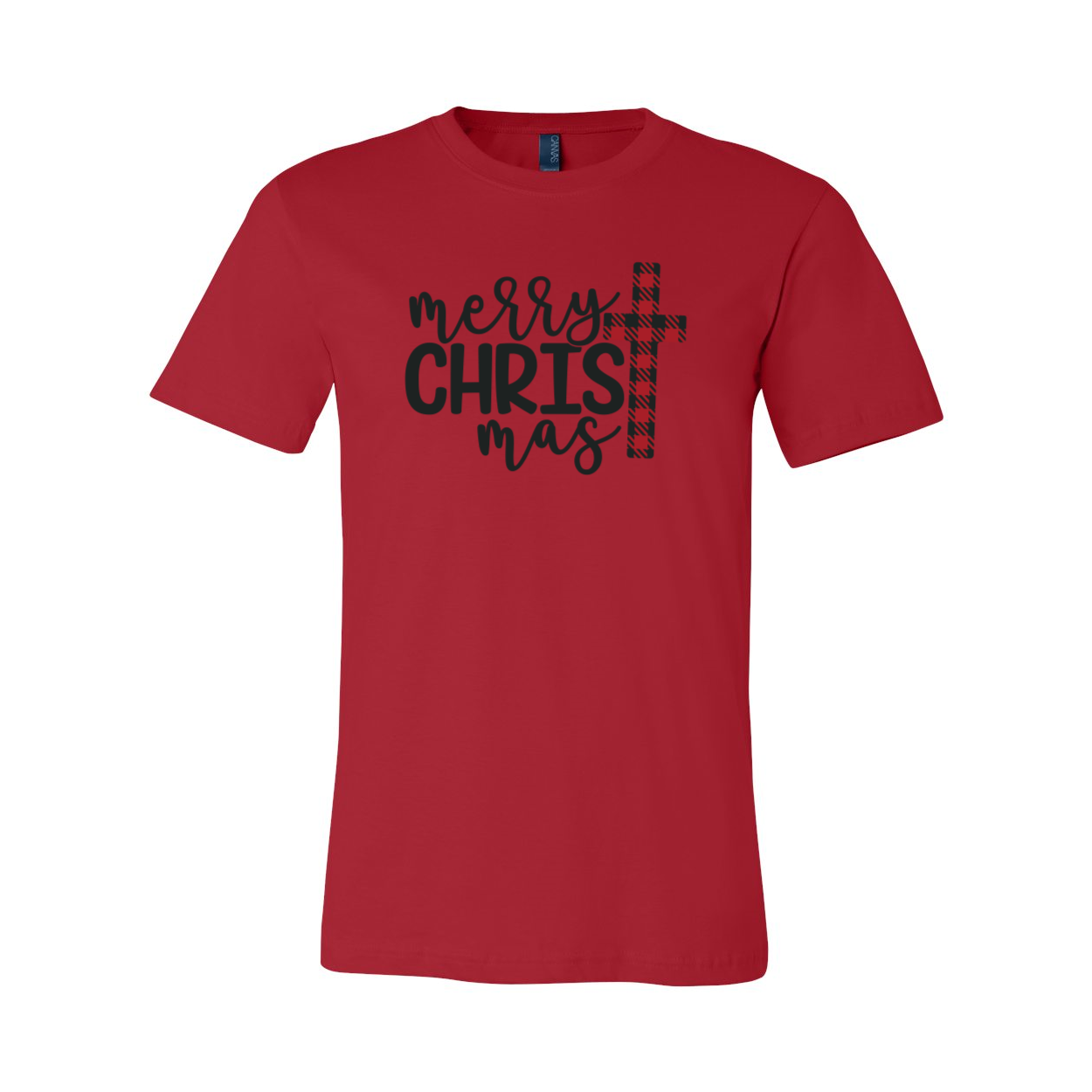 Merry Christmas Cross Shirt in various colors, showcasing its soft fabric and unisex design.