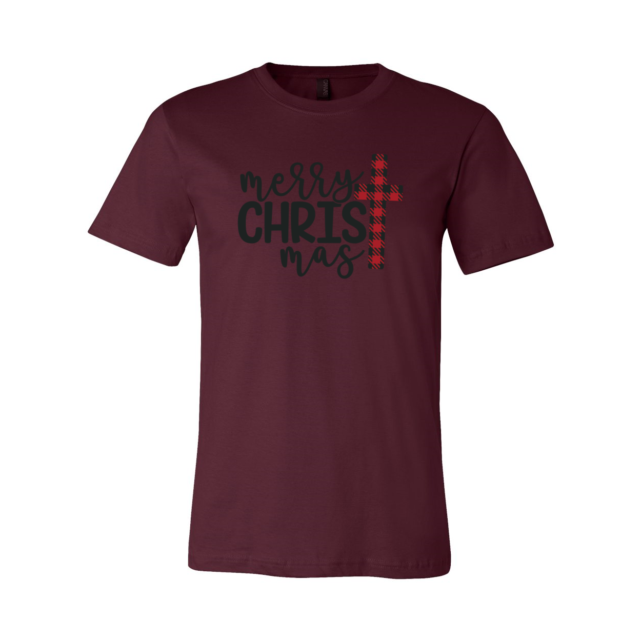 Merry Christmas Cross Shirt in various colors, showcasing its soft fabric and unisex design.