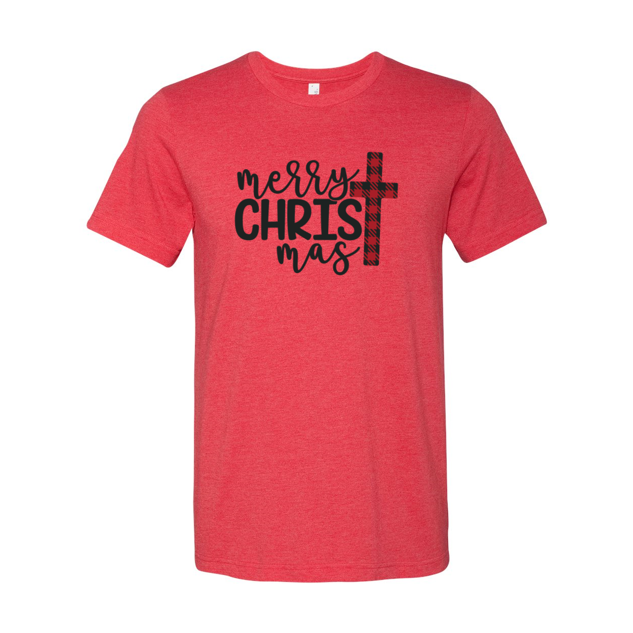 Merry Christmas Cross Shirt in various colors, showcasing its soft fabric and unisex design.