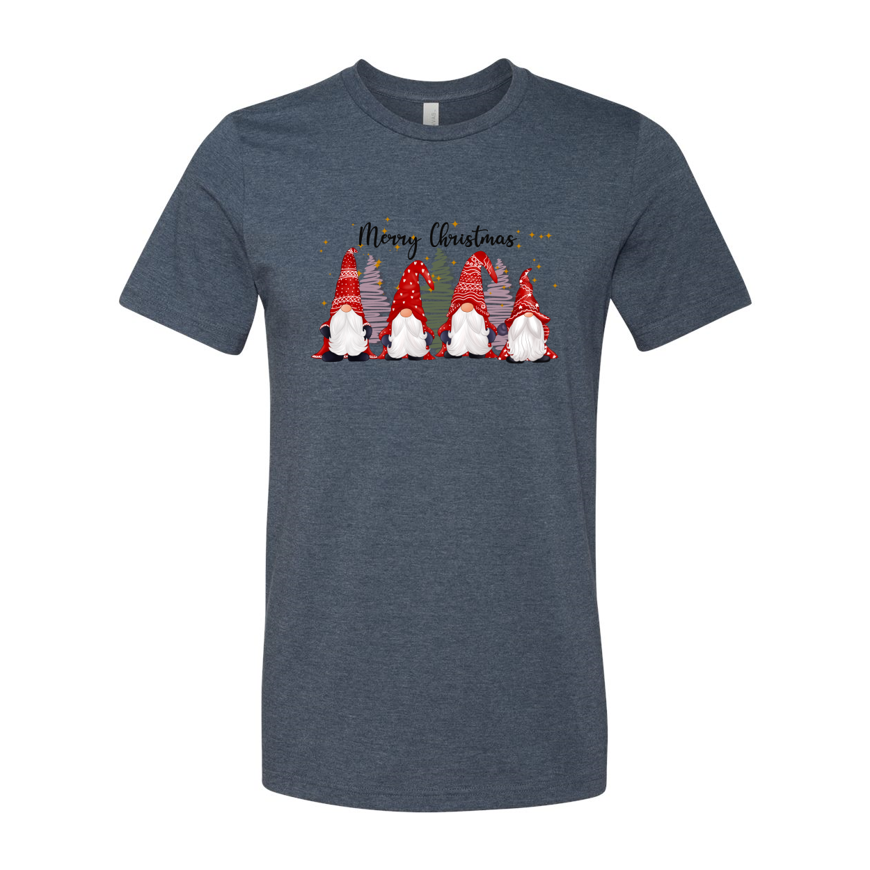 Merry Christmas Gnomes Shirt featuring festive gnome graphics on a soft cotton fabric, available in multiple colors.