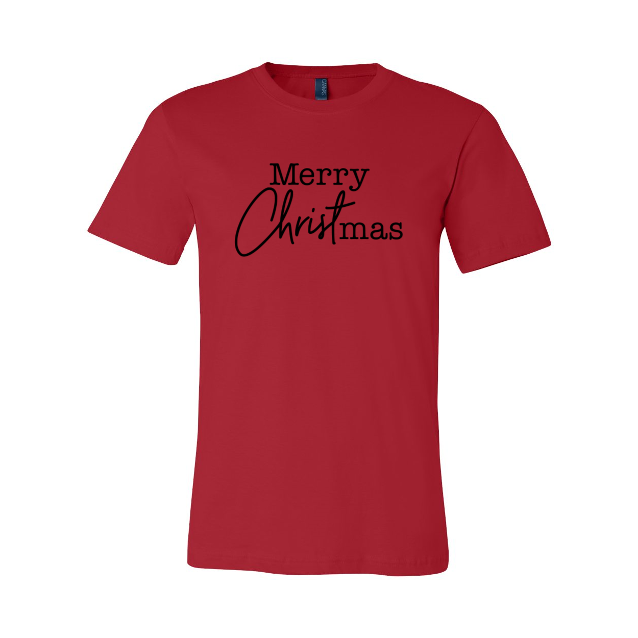 A Merry Christmas Shirt featuring a festive design, crafted from soft ring spun cotton, available in multiple colors and sizes.