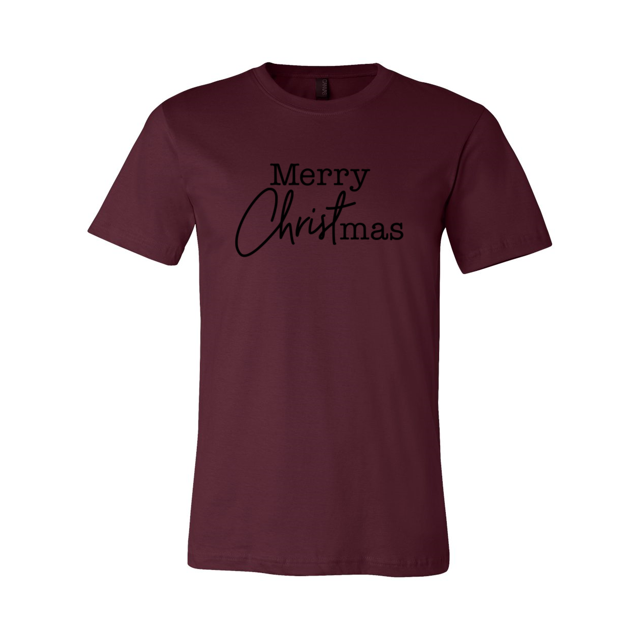 A Merry Christmas Shirt featuring a festive design, crafted from soft ring spun cotton, available in multiple colors and sizes.