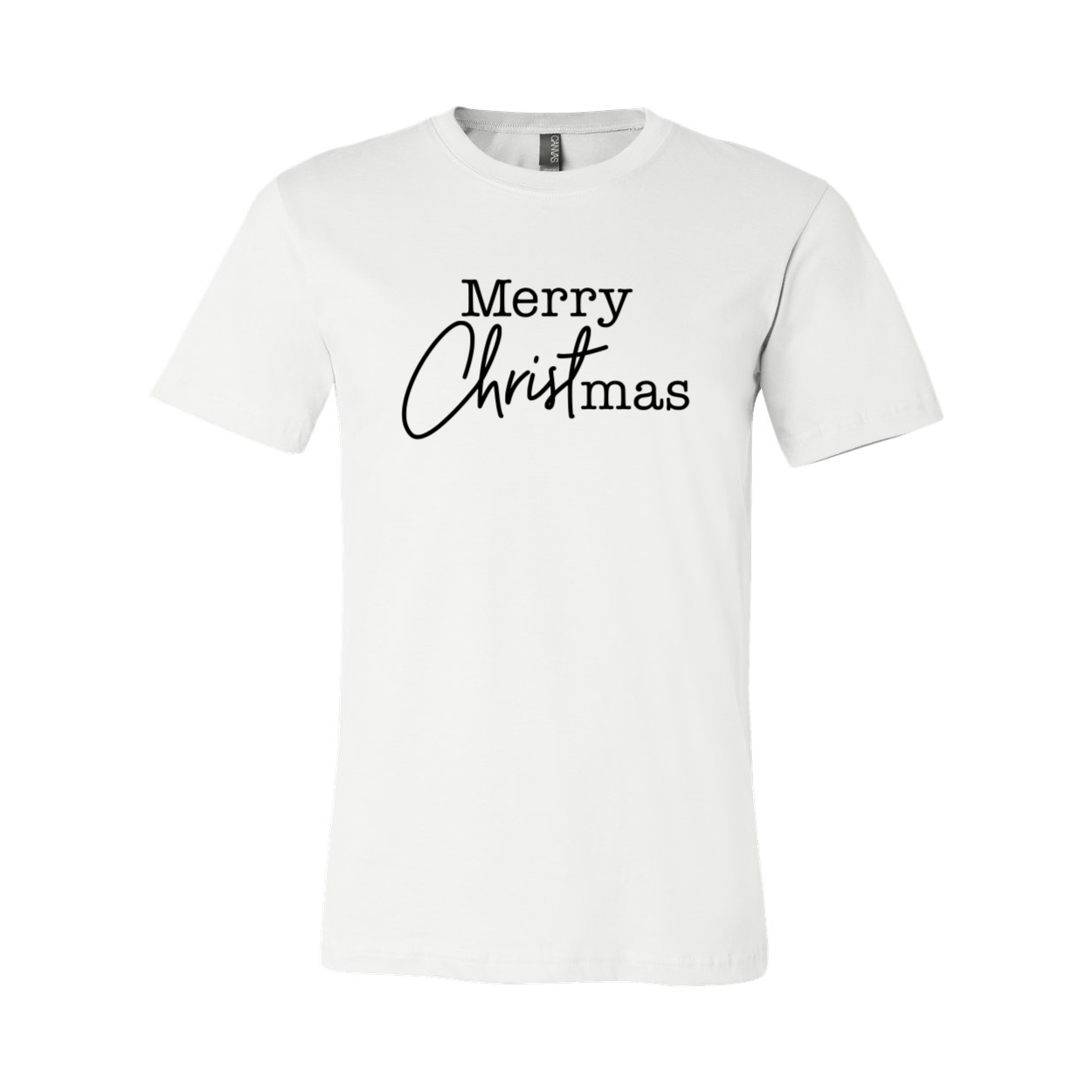 A Merry Christmas Shirt featuring a festive design, crafted from soft ring spun cotton, available in multiple colors and sizes.