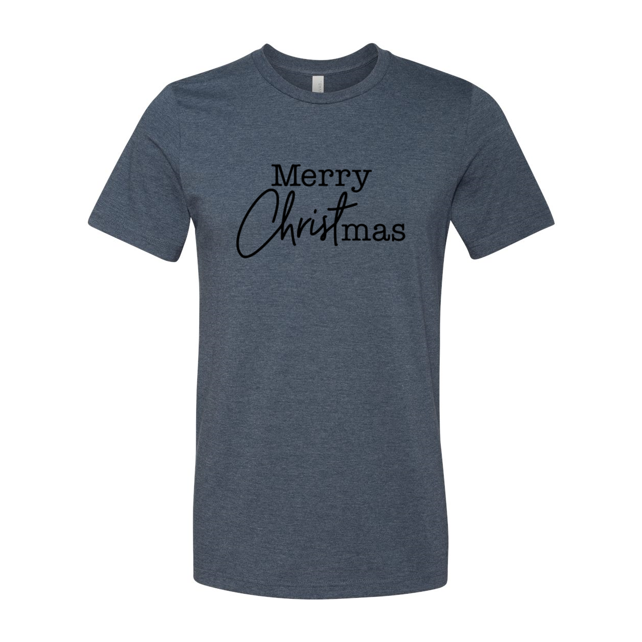 A Merry Christmas Shirt featuring a festive design, crafted from soft ring spun cotton, available in multiple colors and sizes.