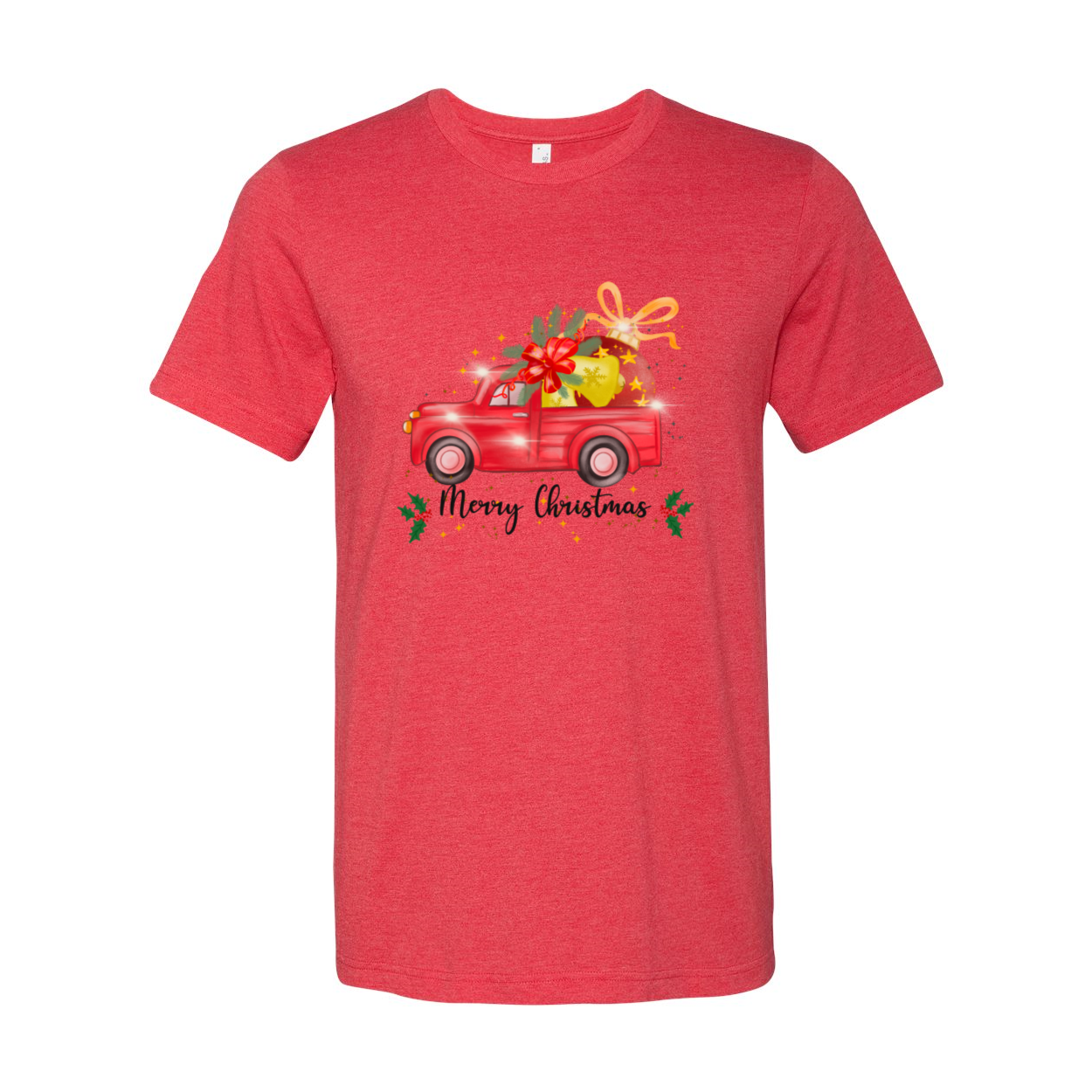 A Merry Christmas Shirt featuring a festive design, made from soft ring spun cotton, available in various colors and sizes.