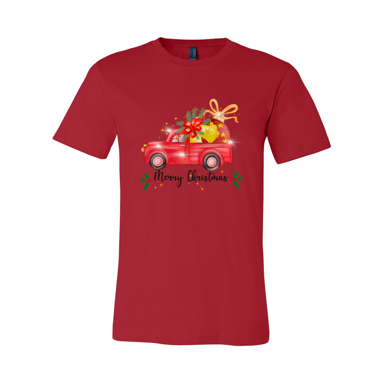 A Merry Christmas Shirt featuring a festive design, made from soft ring spun cotton, available in various colors and sizes.