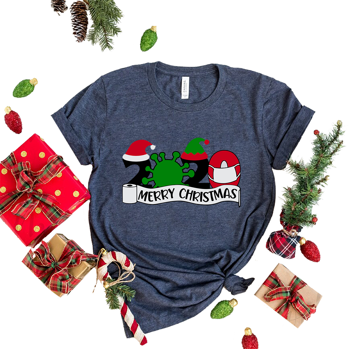 A Merry Christmas Shirt displayed in various colors, showcasing its soft fabric and festive design, perfect for holiday celebrations.