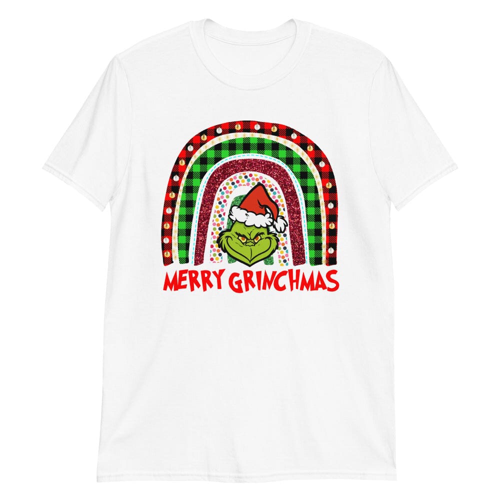 Merry Grinchmas Christmas Tee featuring a festive design, made from soft Ringspun Cotton, suitable for both men and women.