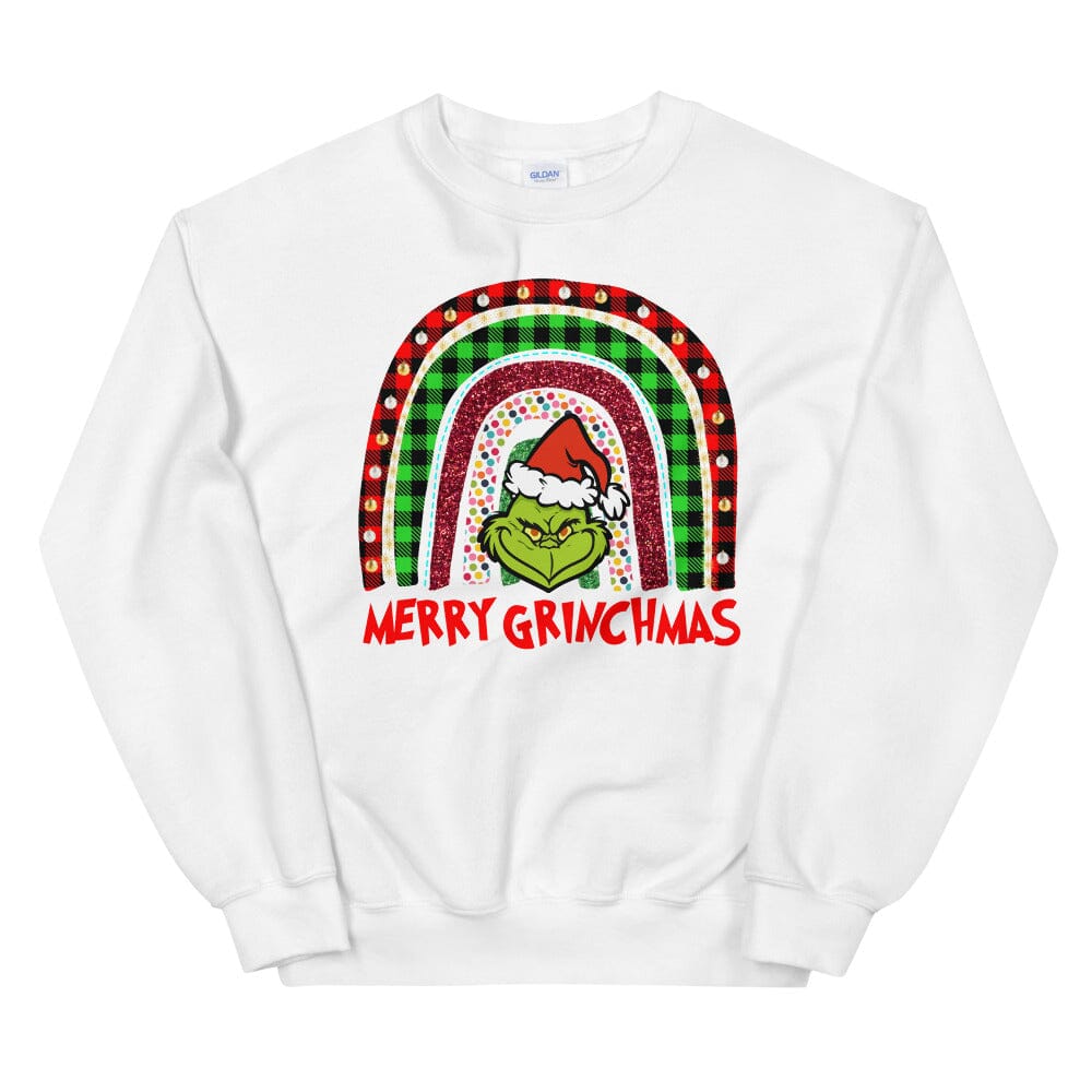 A cozy Merry Grinchmas Sweatshirt featuring festive design, perfect for holiday celebrations, made from soft cotton blend.