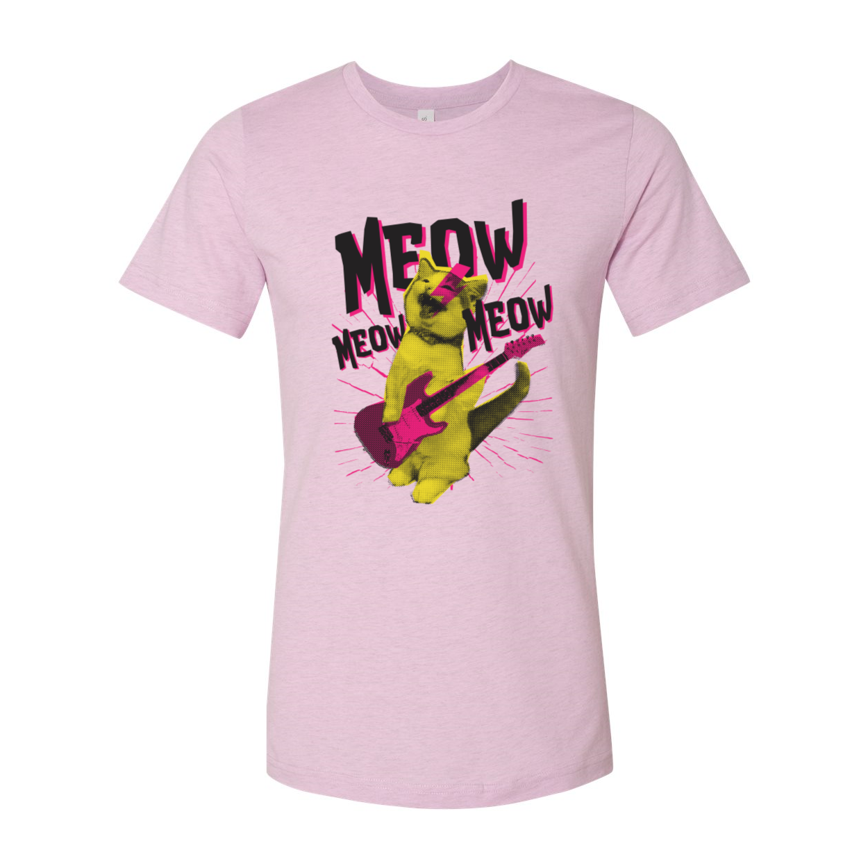 A stylish Metal Cat T-shirt featuring a playful cat design, made from soft airlume cotton, available in various sizes.