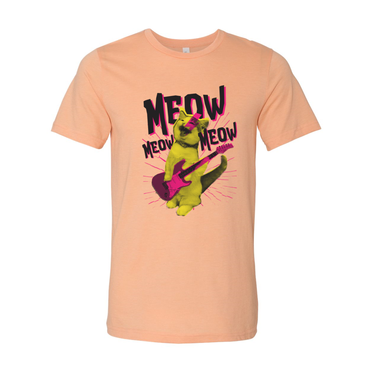 A stylish Metal Cat T-shirt featuring a playful cat design, made from soft airlume cotton, available in various sizes.