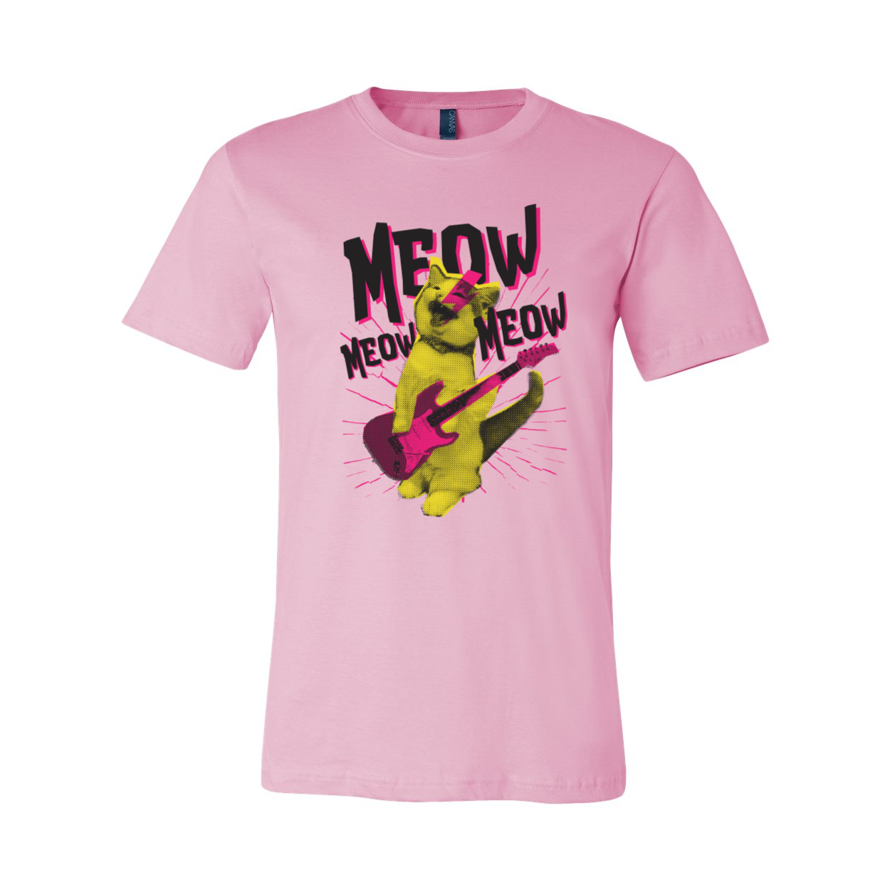 A stylish Metal Cat T-shirt featuring a playful cat design, made from soft airlume cotton, available in various sizes.