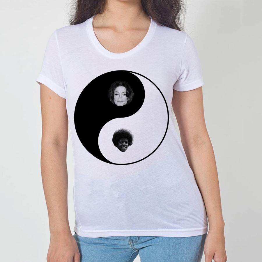 Michael Jackson Yin Yang tee featuring a stylish design symbolizing unity and diversity, perfect for fans of all ages.